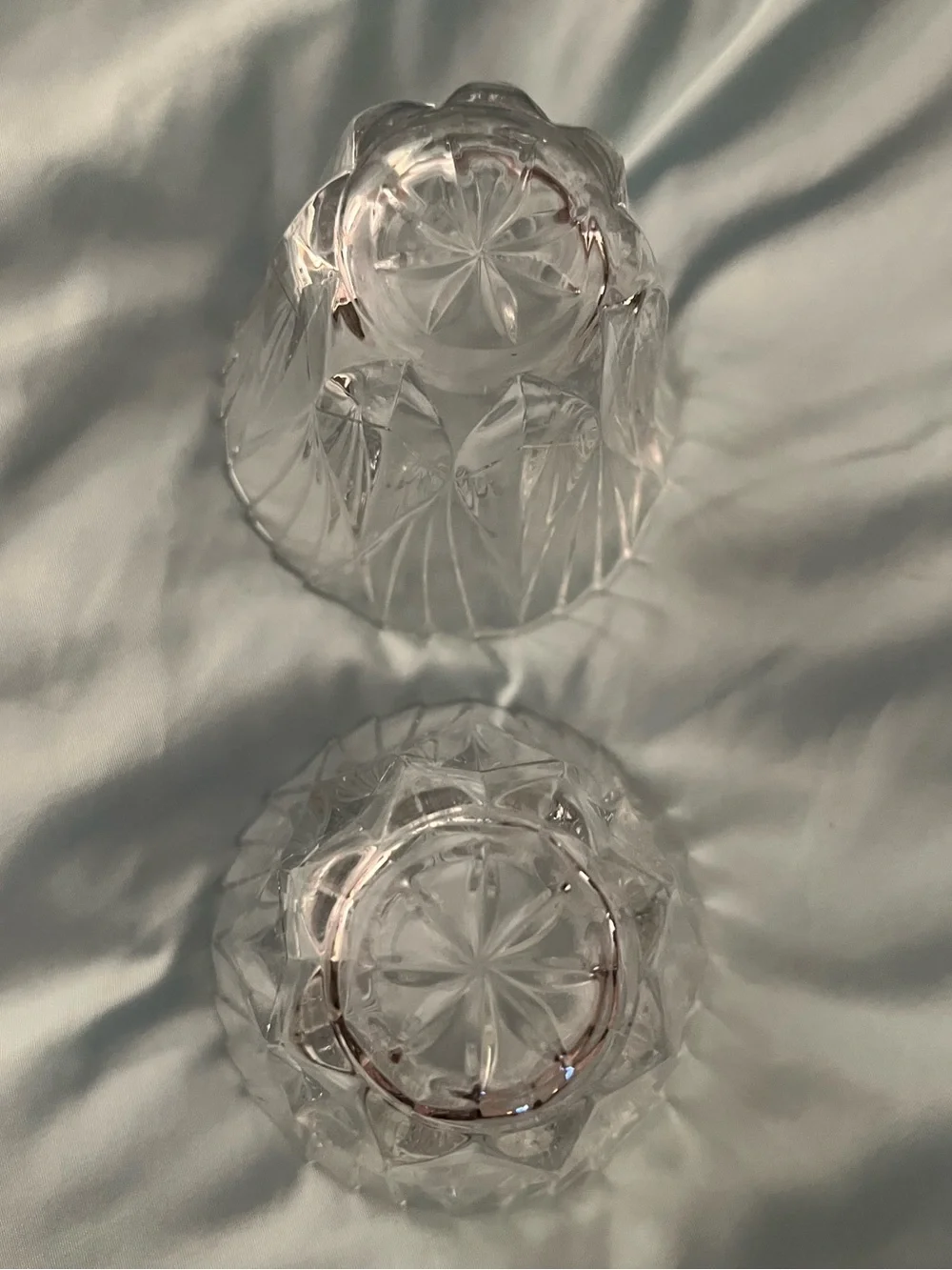 Vintage Diamond Pattern Cut Clear Glasses set of 2